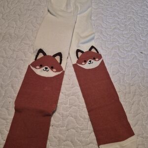 Cute Fox Knee-High Socks in Rust and Cream